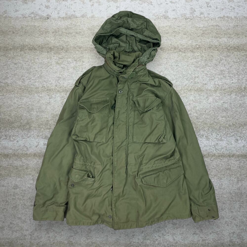 Vintage 90s Military Field Coat Mens S Olive Green Jacket Cold Weather